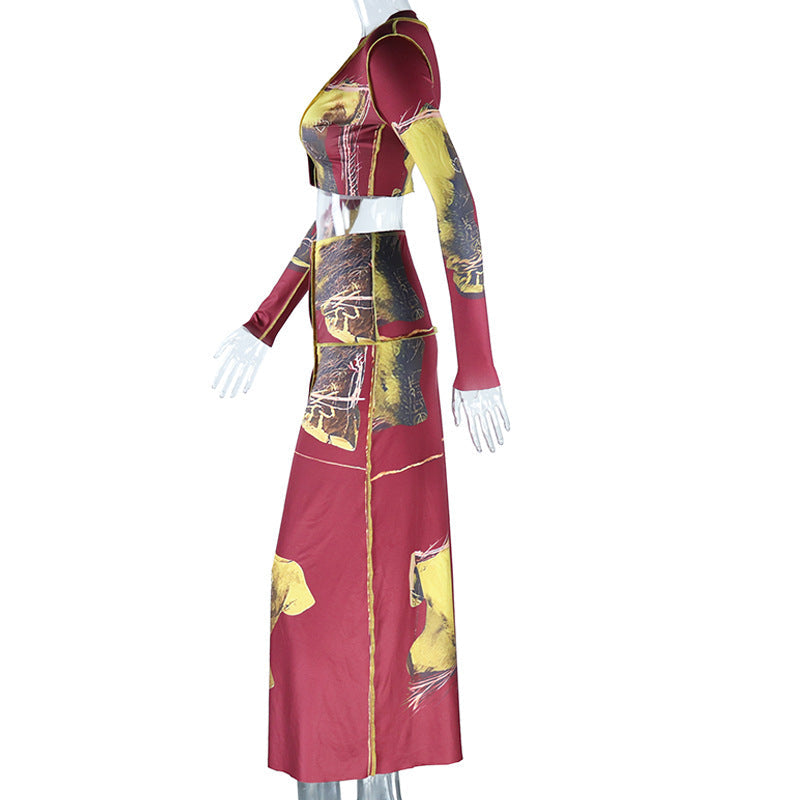 Long Sleeved Two Piece Skirt Set