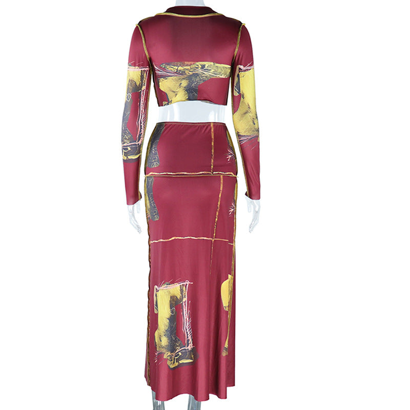 Long Sleeved Two Piece Skirt Set
