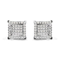10K White Gold 1 1/4 Cttw Princess Diamond Composite Double Square and Halo Stud Earrings (I-J Color, I1-I2 Clarity)