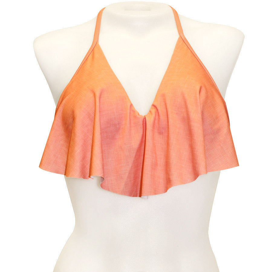 Loco Boutique Linen Flower Long Flounce Front Underwire
