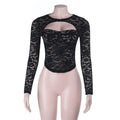 Lace Cutout Long Sleeve T-shirt