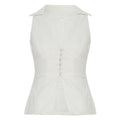 Polo Collar Solid Color V neck Sleeveless Blouse