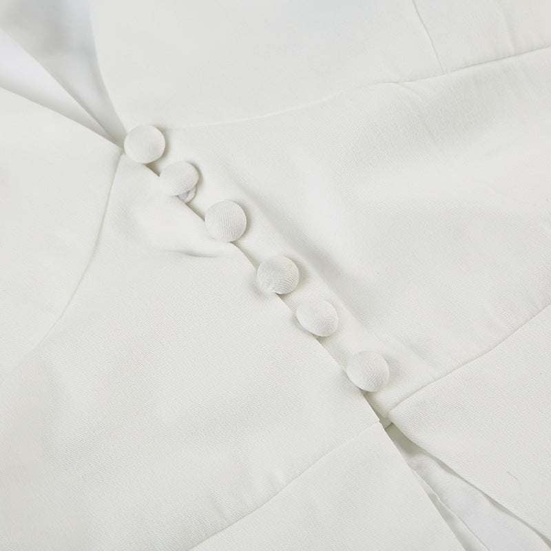 Polo Collar Solid Color V neck Sleeveless Blouse