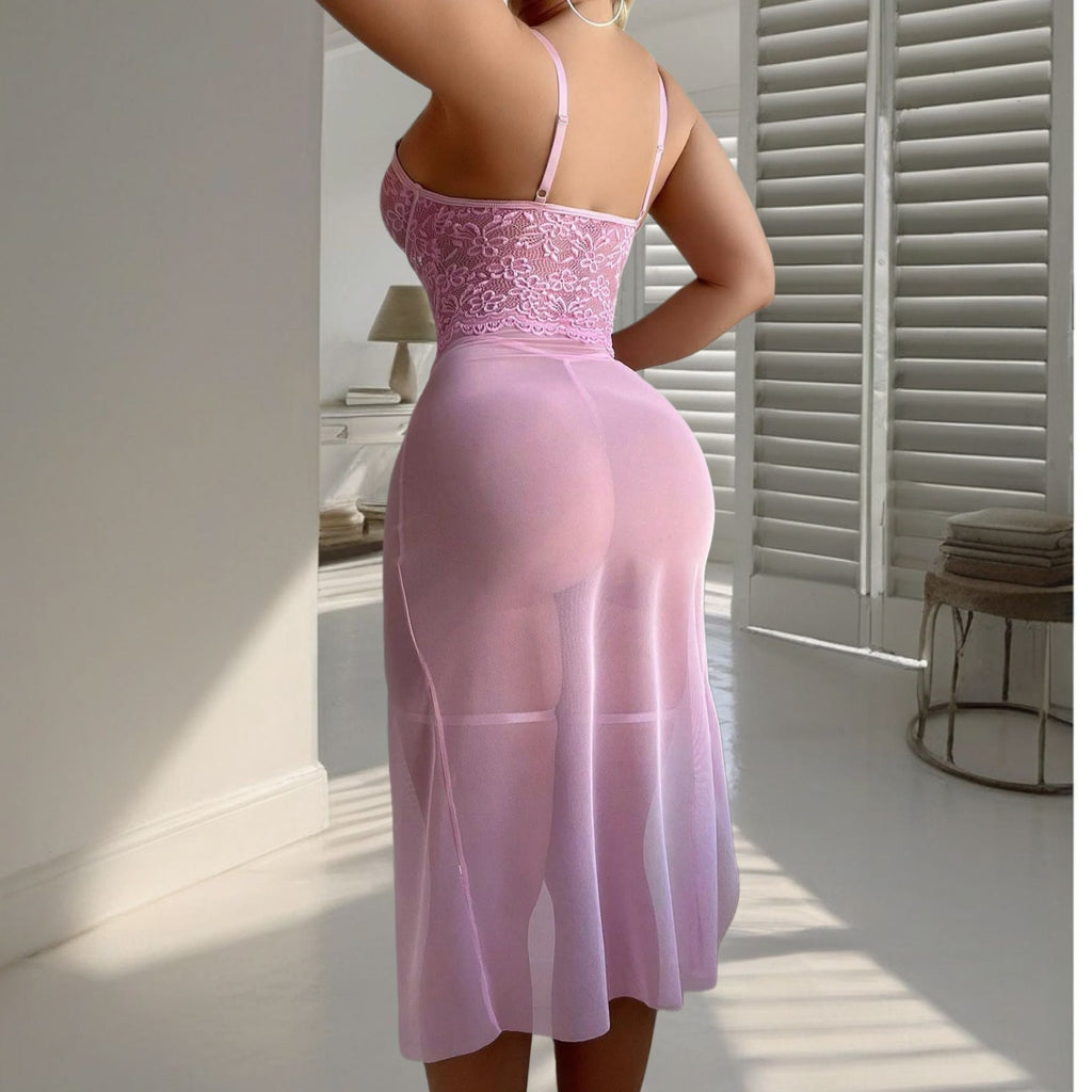 See through Lace Lingerie Maxi Dress